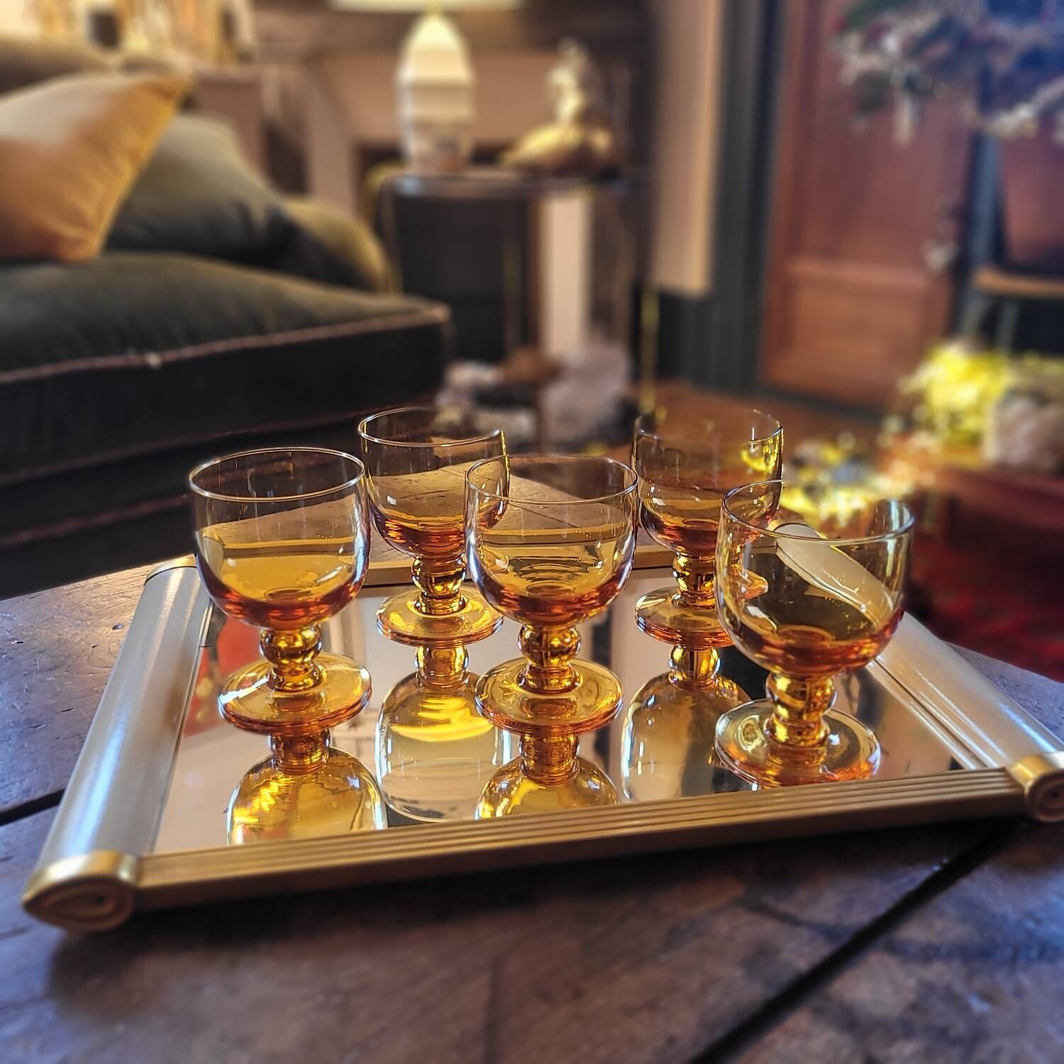 Amber glasses, balloon shape 70's