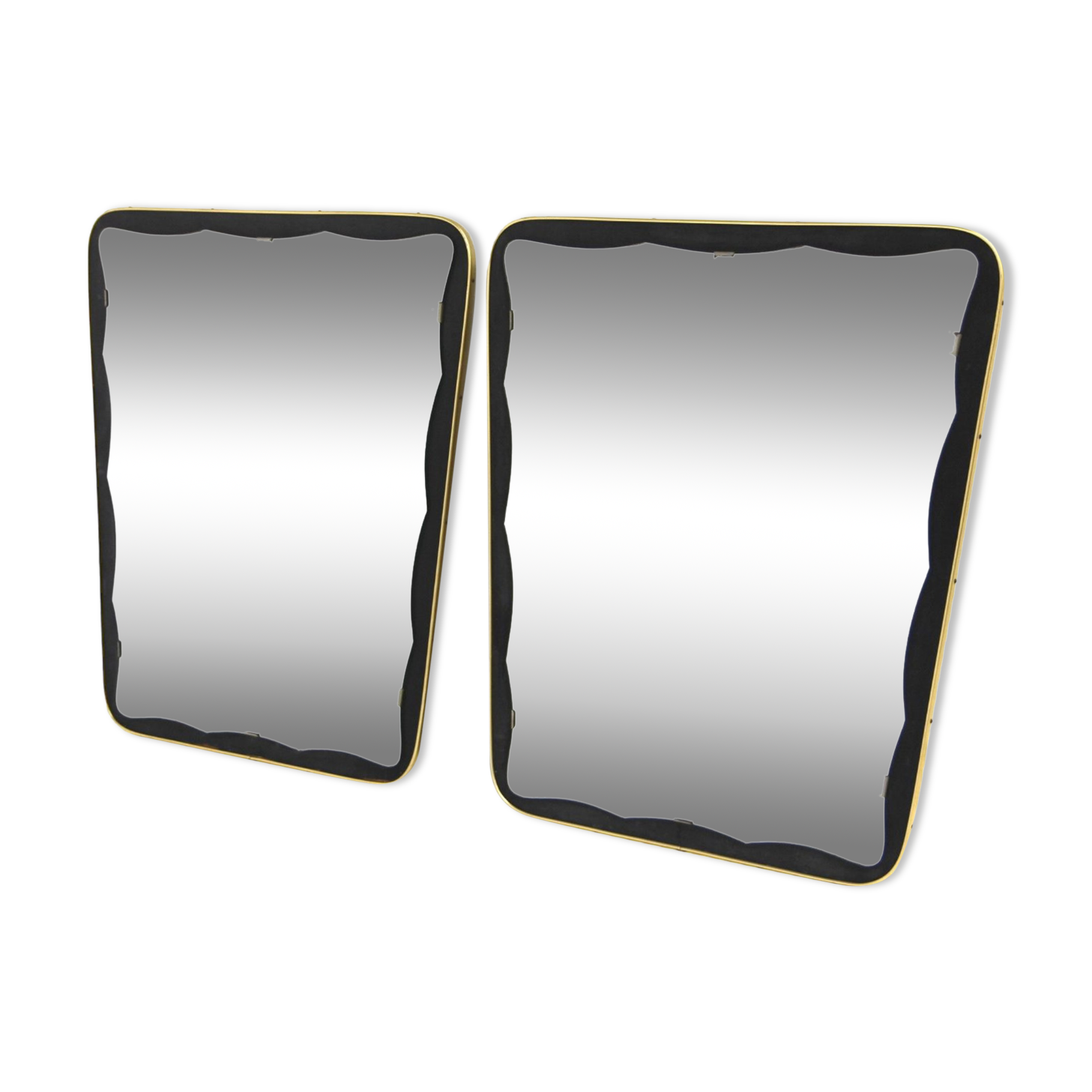 Set of 2 scandinavian metal mirrors, sweden 1960