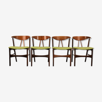 Set of 4 chairs in teak and oak 1960