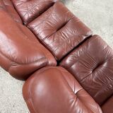 Italian Modular Sofa Set In Cognac Leather Attributed To Mobil Girgi, 1970's
