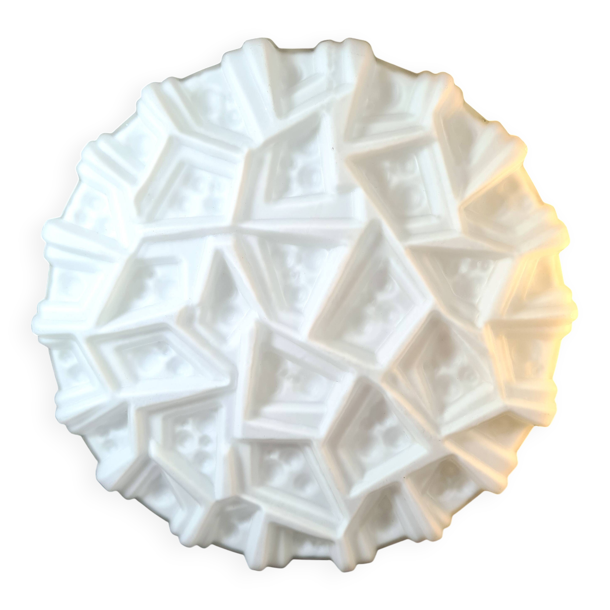 Peill & Putzler Sixties Wall Light in White Opaline – Geometric Pattern