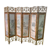 Vintage bamboo and rattan screen, 1970s
