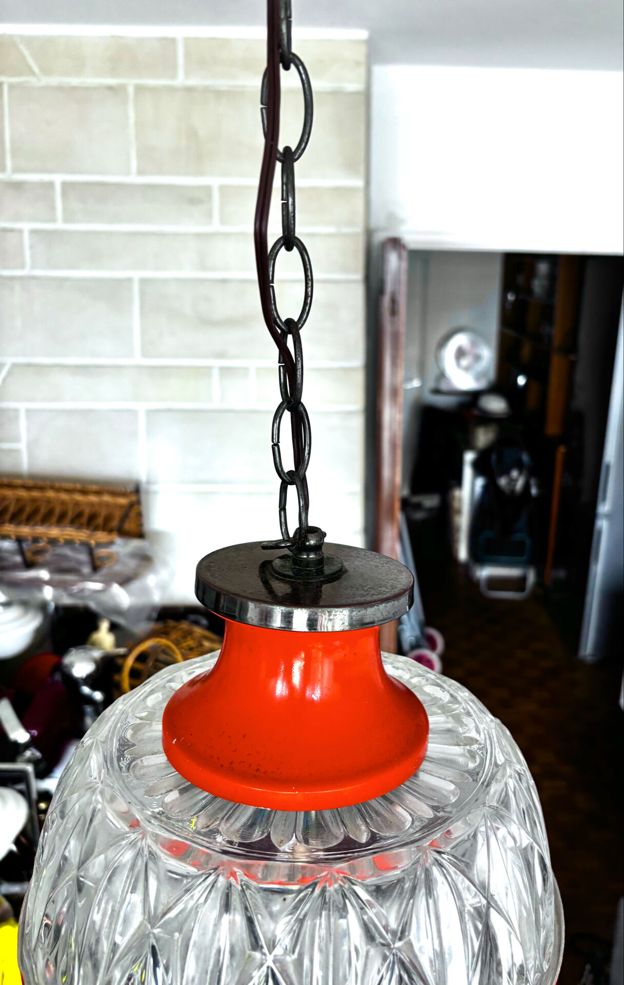 Suspension Mid Century en verre et métal