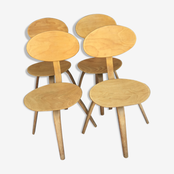 Chairs "bow-wood" Hugues Steiner for Steiner