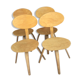 Chairs "bow-wood" Hugues Steiner for Steiner