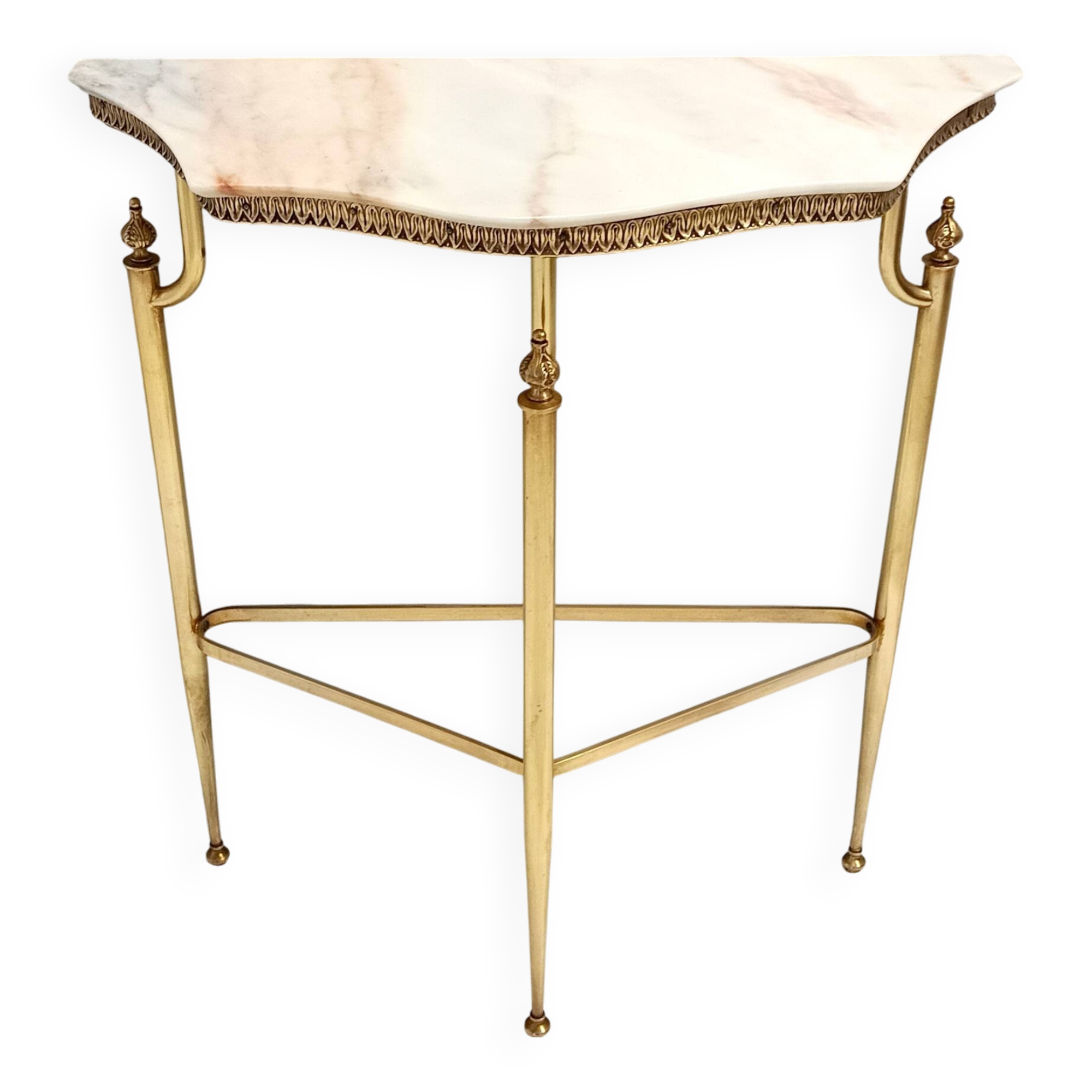 Brass and Portuguese Pink Marble Console Table,  Italy
