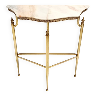 Brass and Portuguese Pink Marble Console Table,  Italy