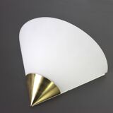 Pair of opaline glass wall lights designed by Limburg, Germany.