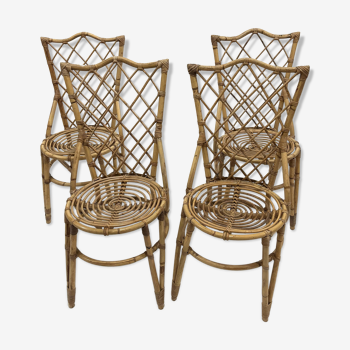 series of 4 rattan chairs from the 60s