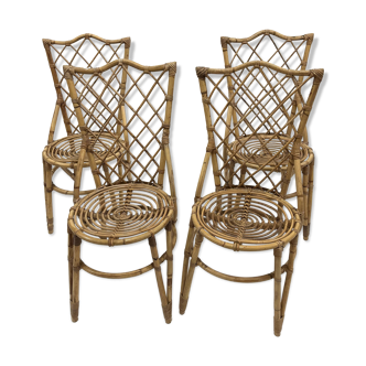 series of 4 rattan chairs from the 60s