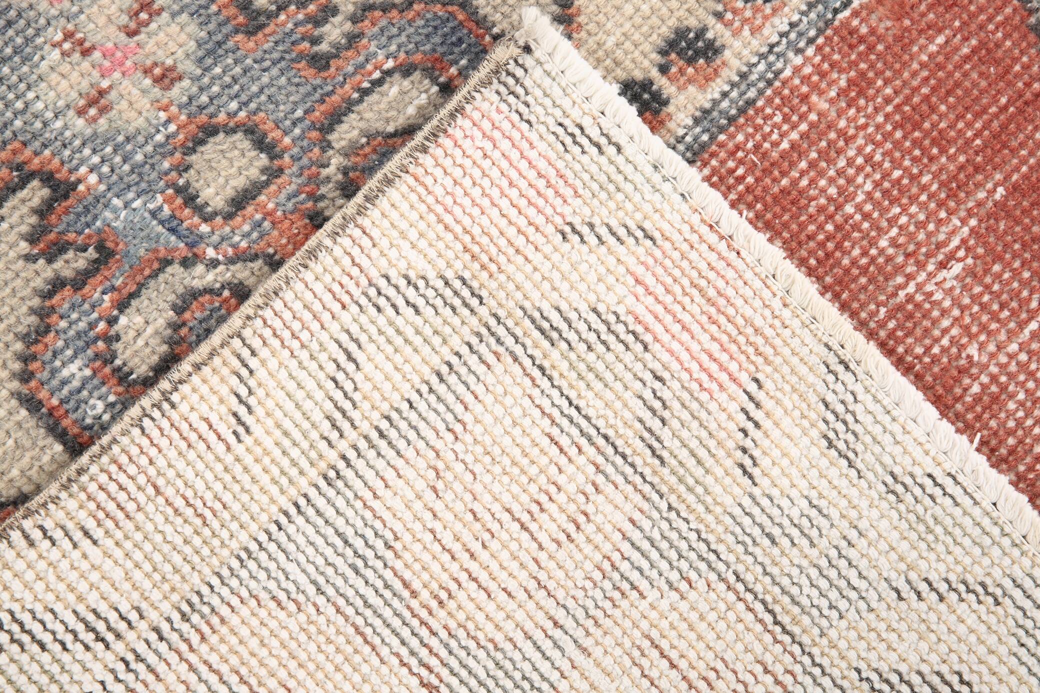 4x7 Shades Of Red Beige Oriental Vintage Rug, 126x220Cm SK 2638