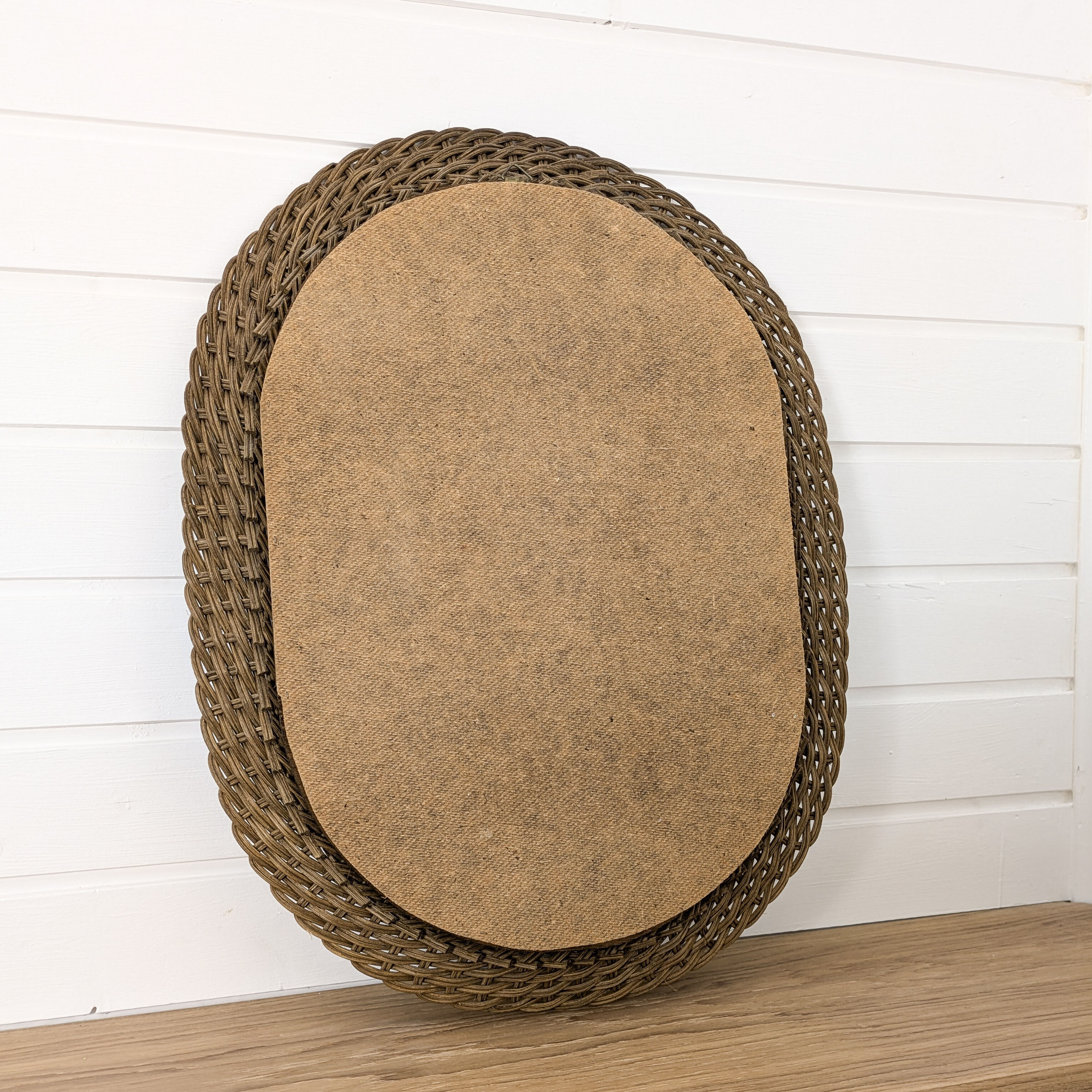 Miroir vintage ovale en osier tressé style bohème