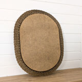 Miroir vintage ovale en osier tressé style bohème