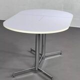 1950s oval extendable dining table in chrome and formica