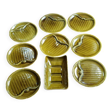Gien glossy earthenware asparagus service, 1970