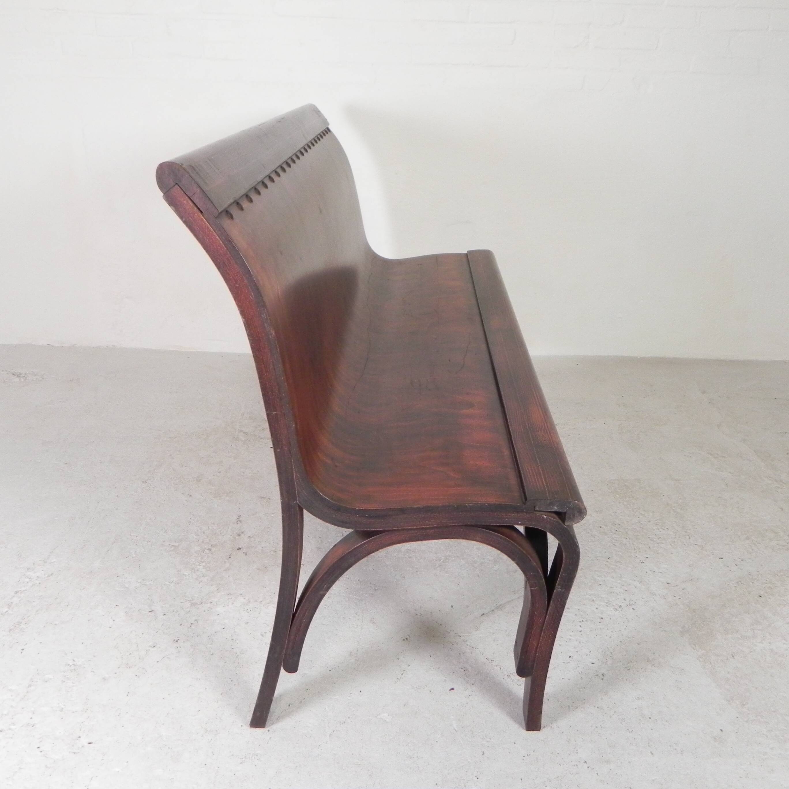 Cafe bench with curved plywood seat, 1990s