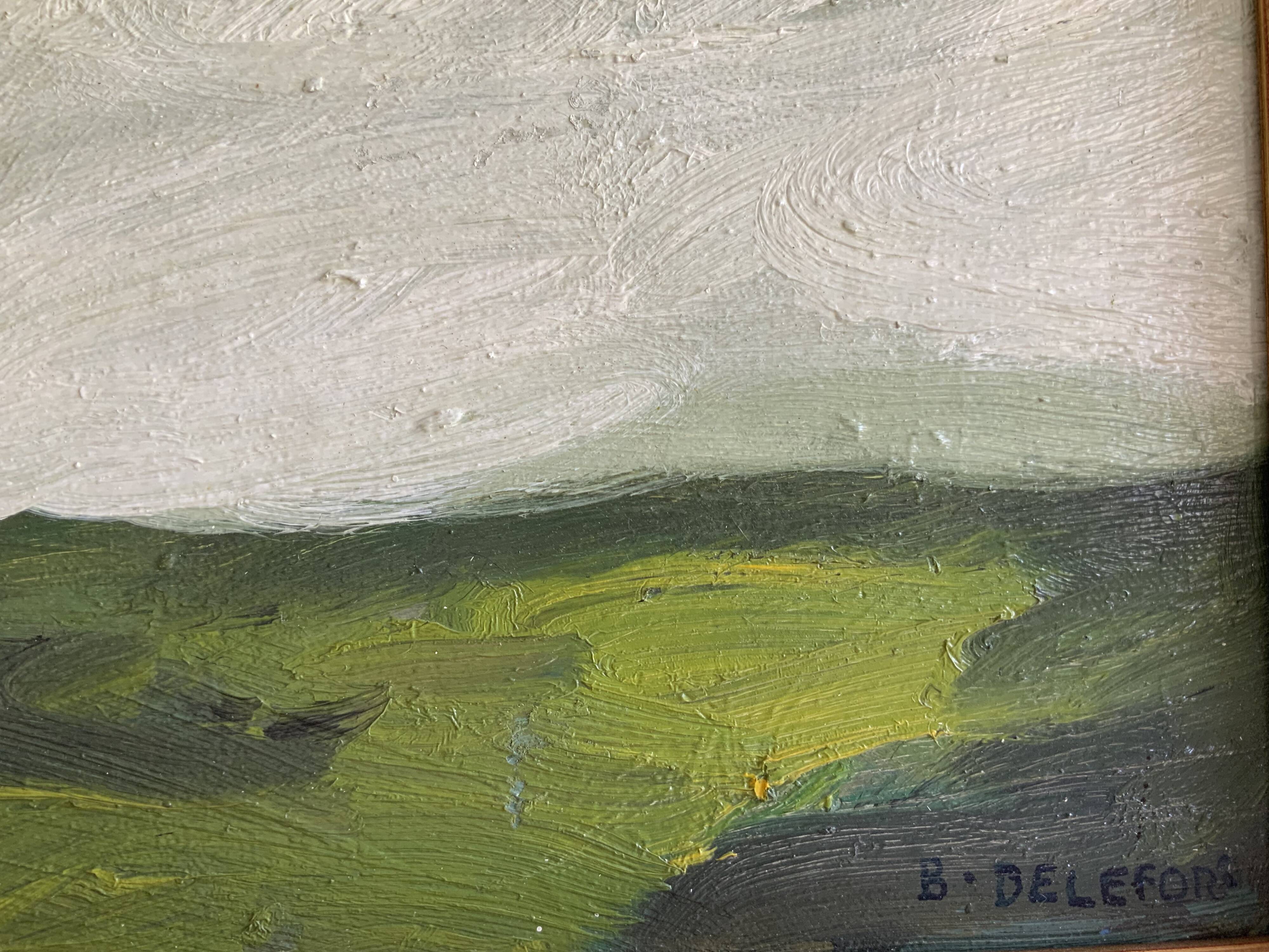 Small Vintage Oil On Canvas Landscape signed by artist B.Delefors