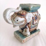 Elephant statue Polychrome ceramic sculpture signed