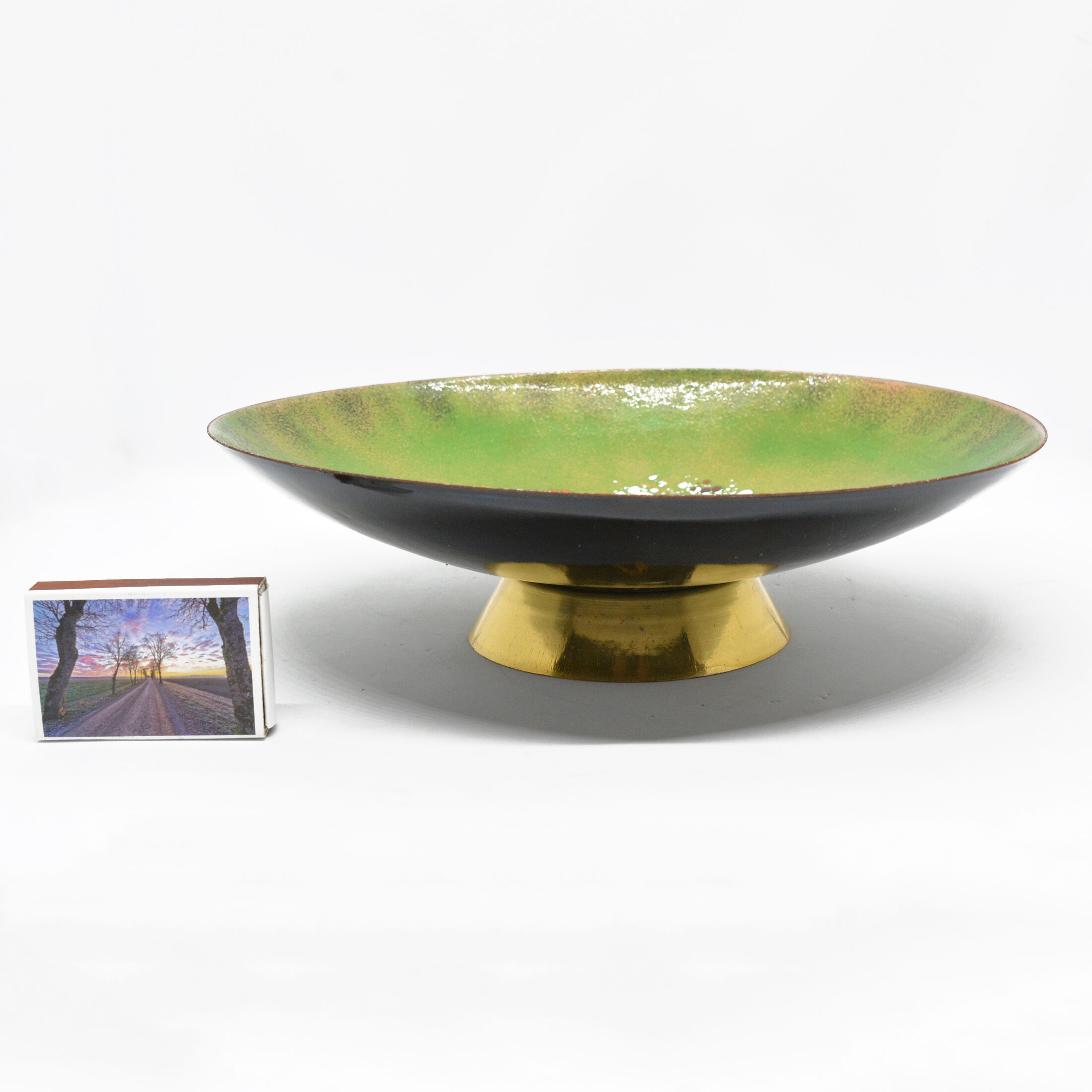 1960s enameled platter copper bowl, Germany