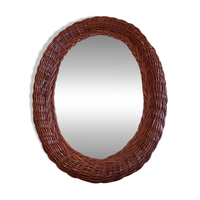 Miroir osier rotin ovale