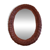 Oval wicker rattan mirror