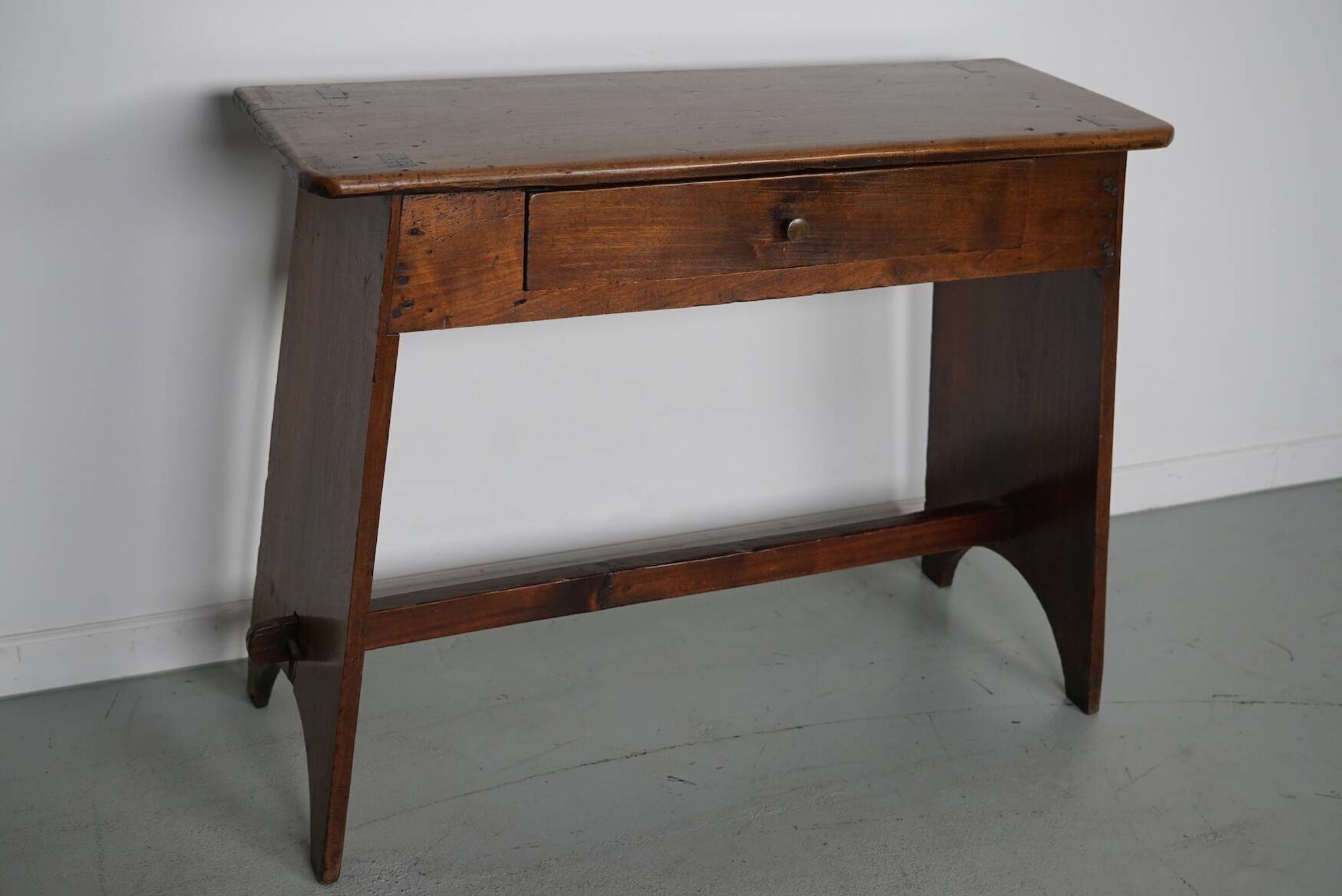 Antique rustic farmhouse fruitwood side table, France, 19th century