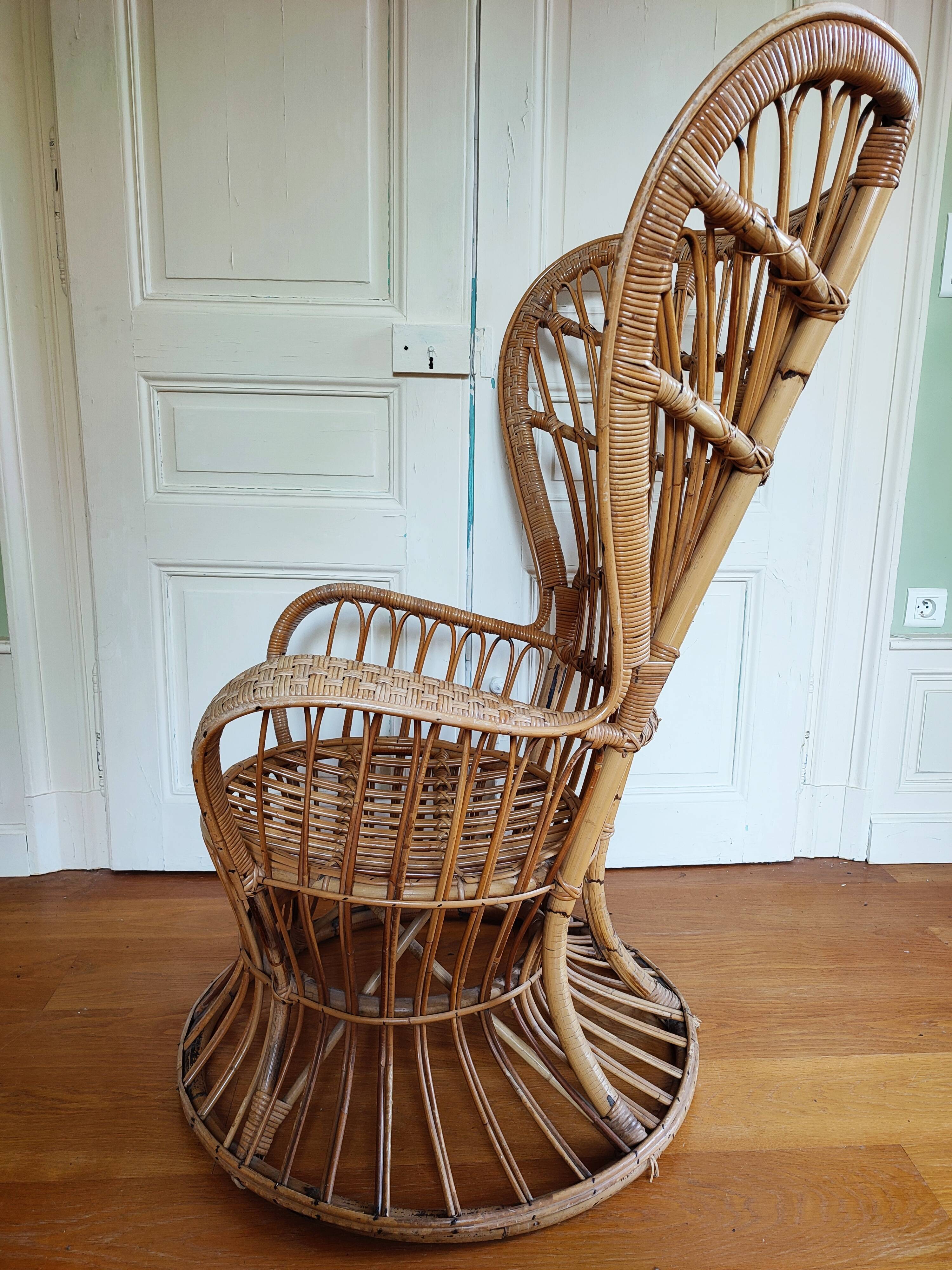 Rattan armchair design Ponti & Lio Carminati