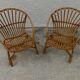 Pair of rattan shell armchairs