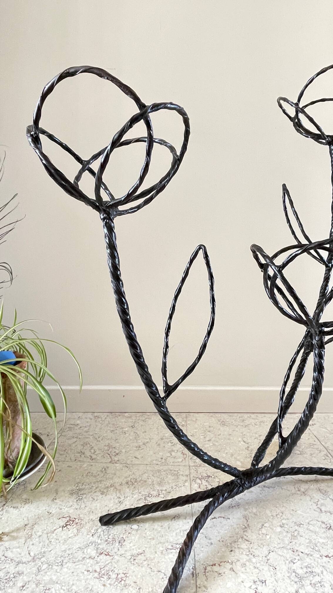 Vintage curved steel plant shelf