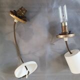 Pair of bubbled glass pendant lights