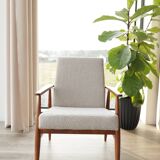 Vintage off-white bouclé armchair concluded by H.Lis