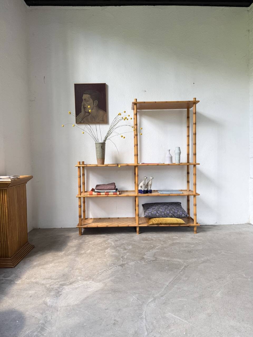 Large rattan shelf 1960