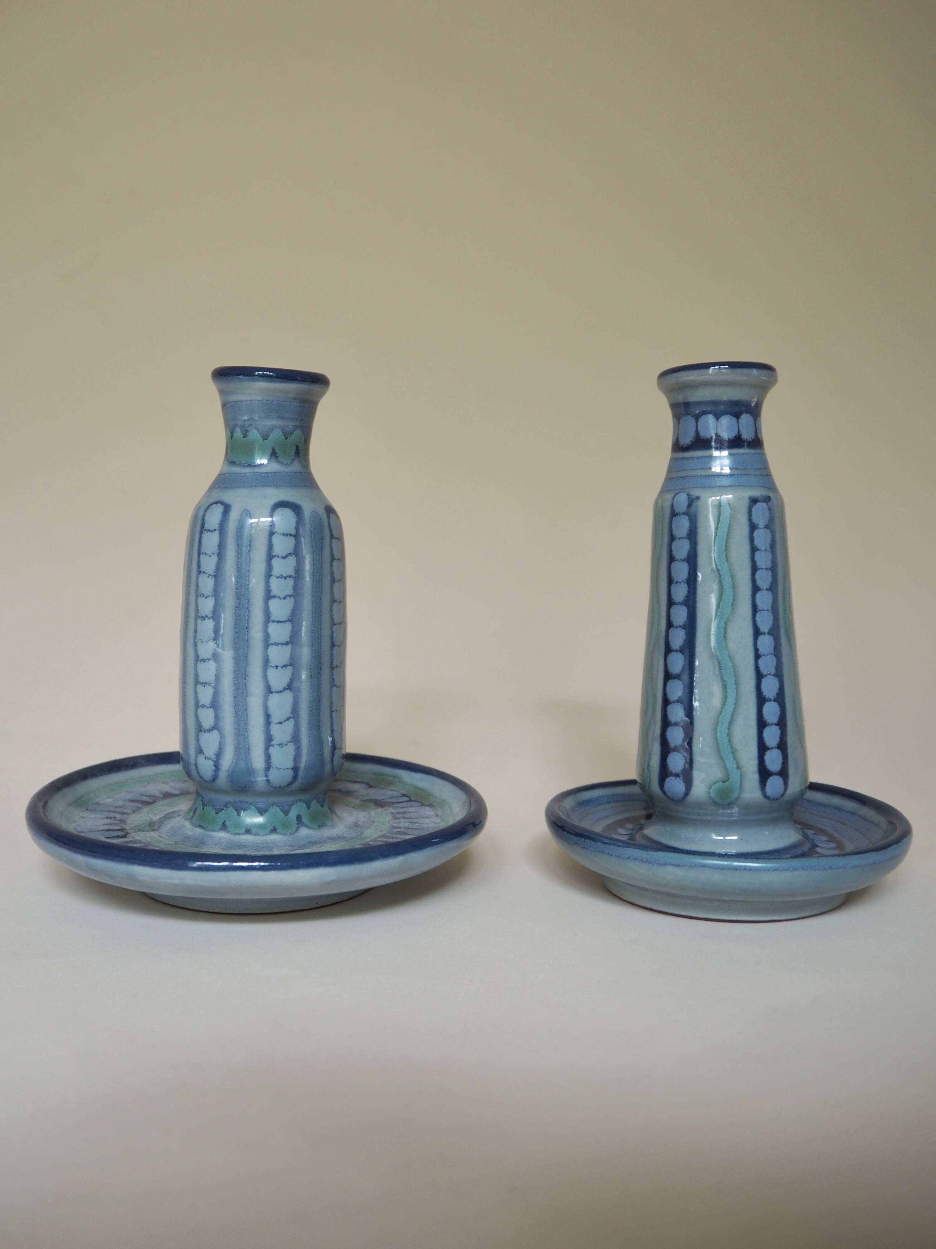 Pair of glazed ceramic candle holders Vilà Clara