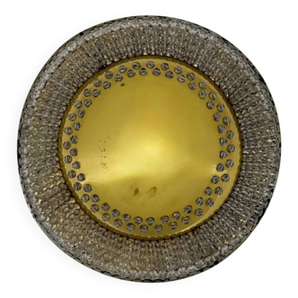 Unique modernist design crystal glass and brass wall light, Austria 1950s