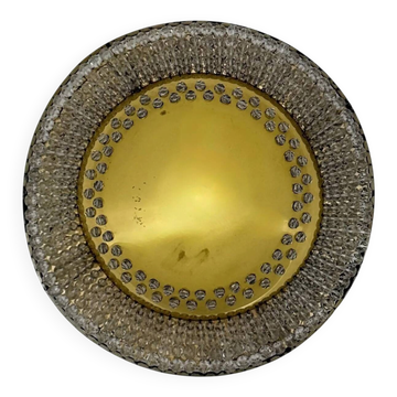 Unique modernist design crystal glass and brass wall light, Austria 1950s