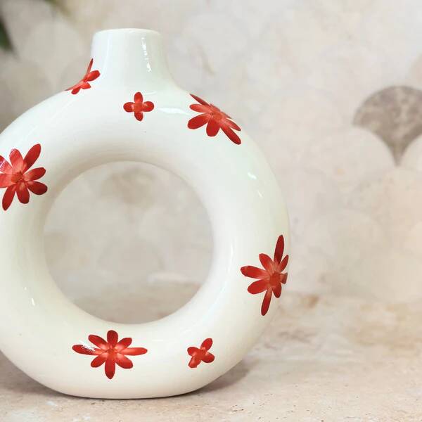 Artisanal vase Tafoukt floral