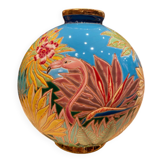 Ball vase Emaux de Longwy Neuf