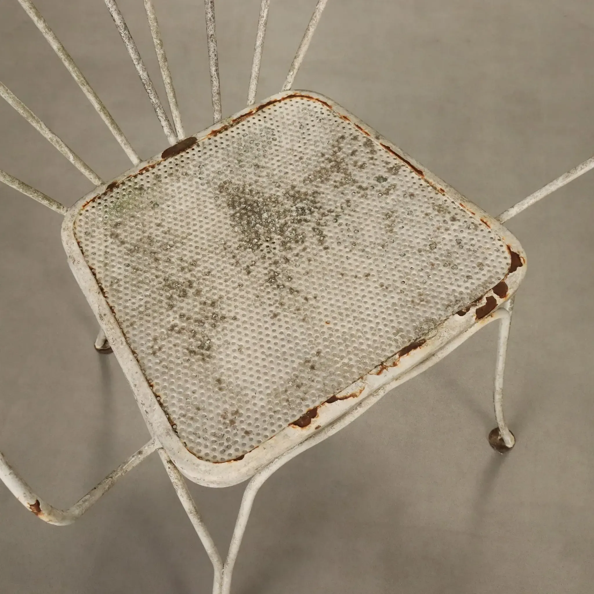 Vintage white lacquered iron garden chairs, Italy, 1950s