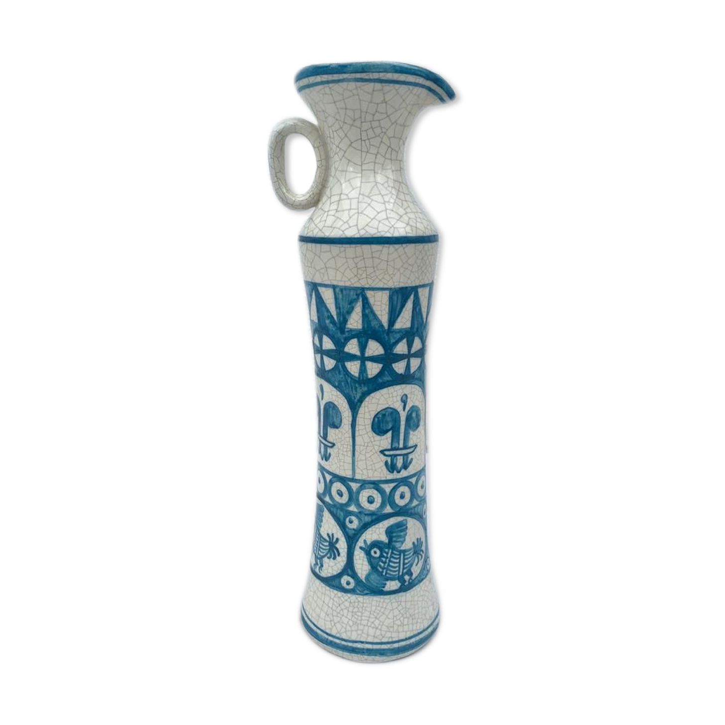 Blue and white hand-painted ceramic soliflore vase