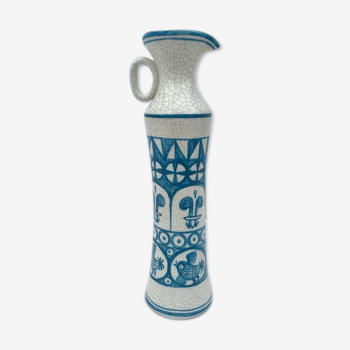 Blue and white hand-painted ceramic soliflore vase