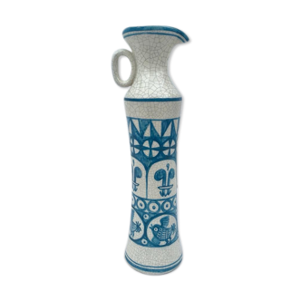 Blue and white hand-painted ceramic soliflore vase