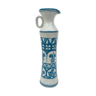 Vase soliflore peint à la main bleu et blanc en céramique