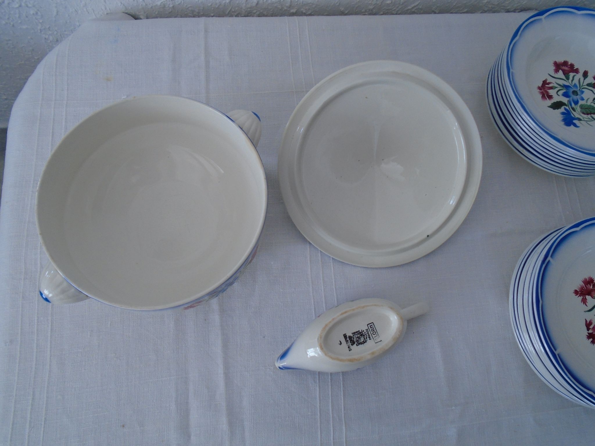 Set of 22 pieces ELORN Sarreguemines Digoin ancient faience
