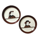set of 2 asparagus plates HB Quimper Breton character