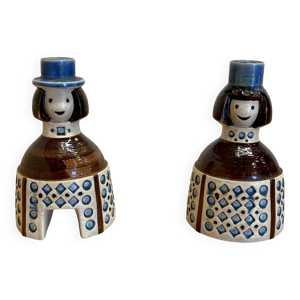 Duo de bougeoirs signés - 1950