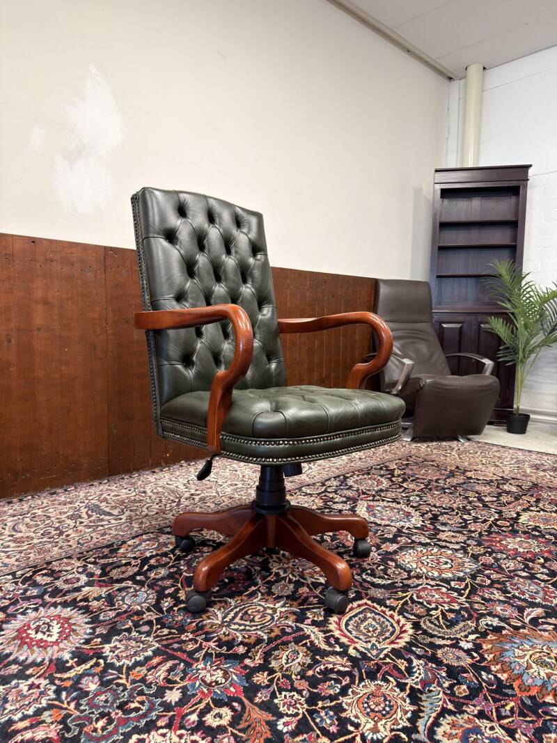 Classic English Chesterfield Desk Chair Green