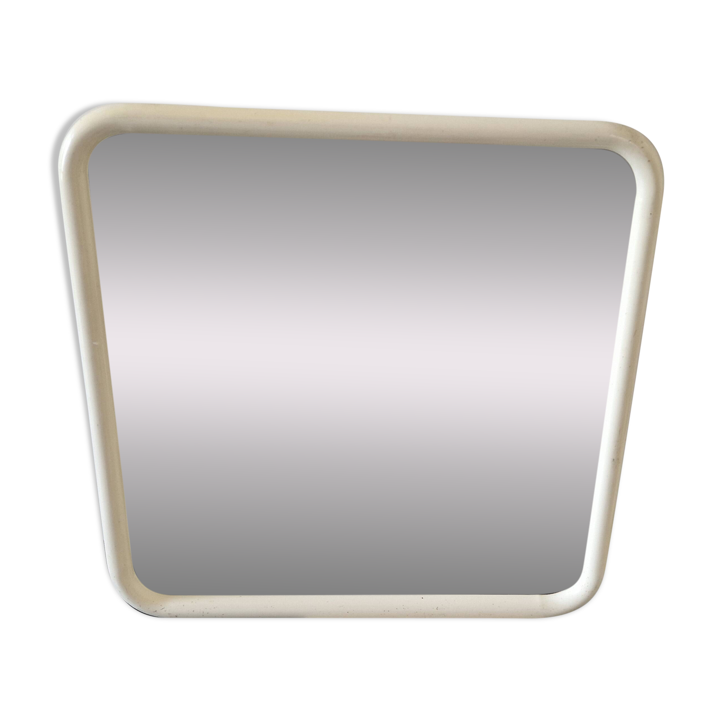 Vintage white tubular mirror from Italy, 70s