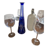 Cobalt blue Bohemian crystal soliflore vase