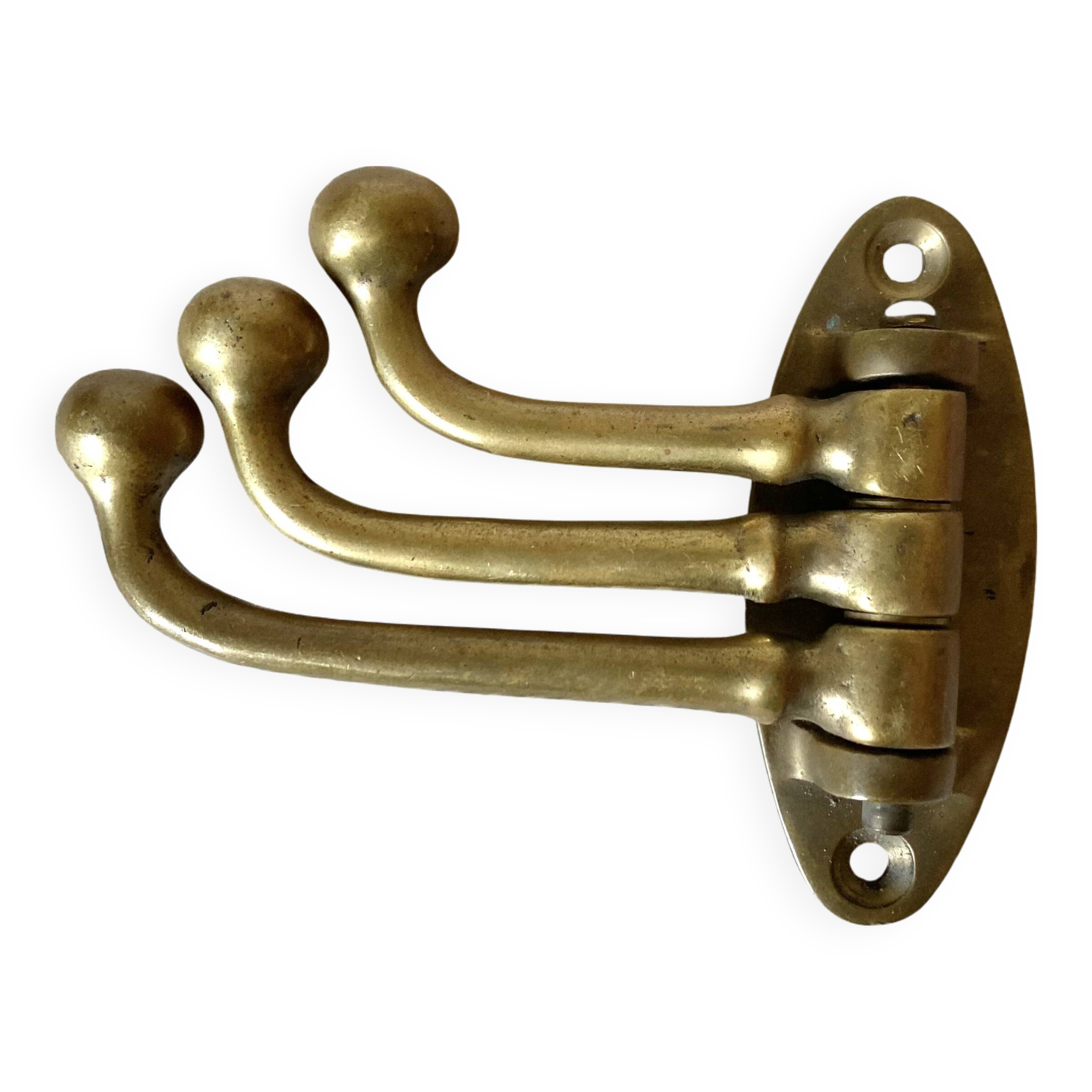 Triple hook brass coat rack