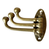 Triple hook brass coat rack